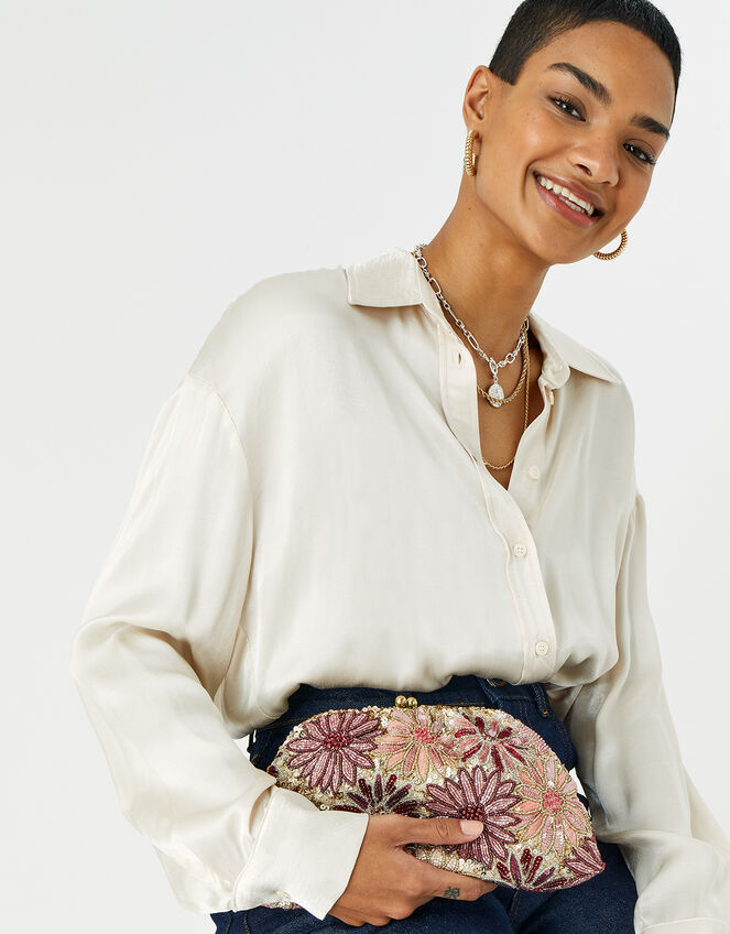 Floral Embellished Bag, , large