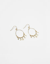 Gold-Plated Starry Charm Hoops, , large