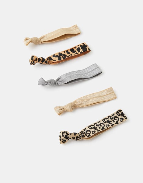 Leopard Print Hair Tie Set, , large