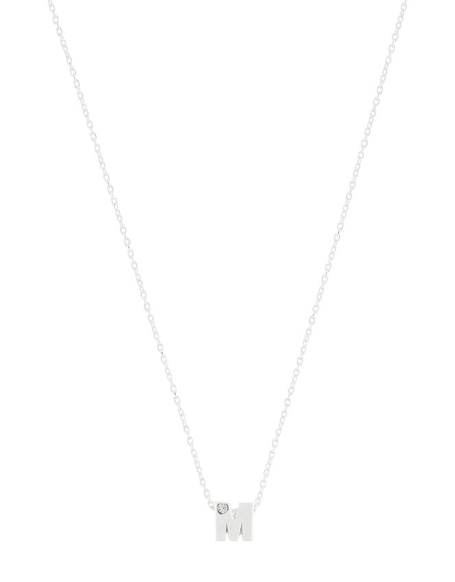 Sterling Silver Sparkle Initial Necklace - M, , large
