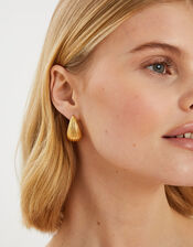14ct Gold-Plated Ribbed Curve Drop Earrings, , large