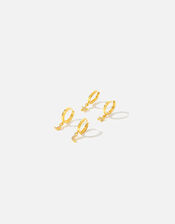 14ct Gold-Plated Star and Moon Hoops Set of Two, , large