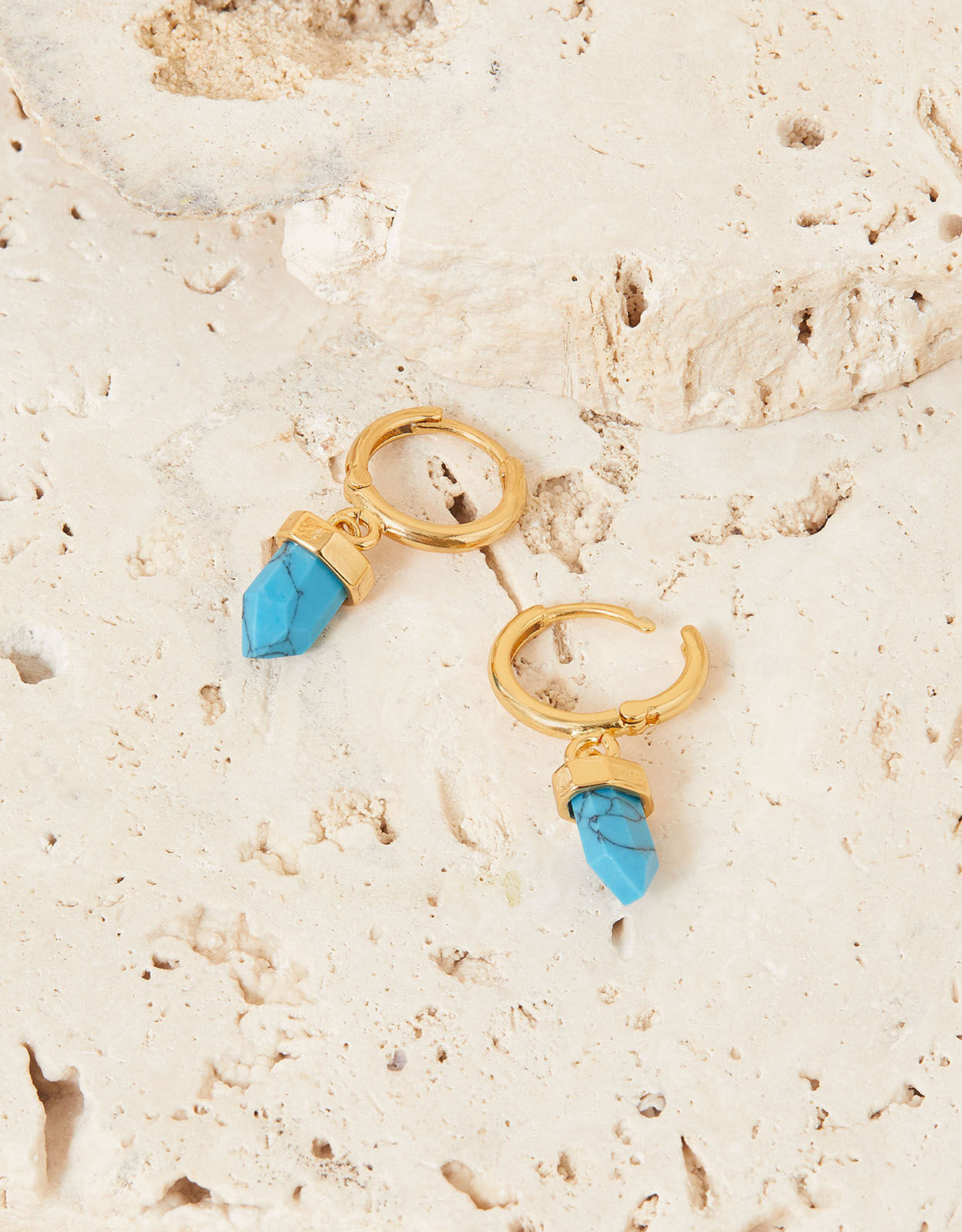 14ct Gold Plated Turquoise Shard Earrings