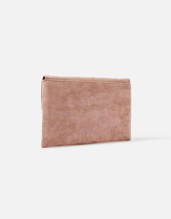 Natalie Suedette Envelope Clutch Bag, Pink (PALE PINK), large