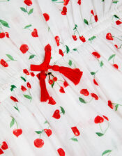 Girls Cherry Print Kaftan, White (WHITE), large