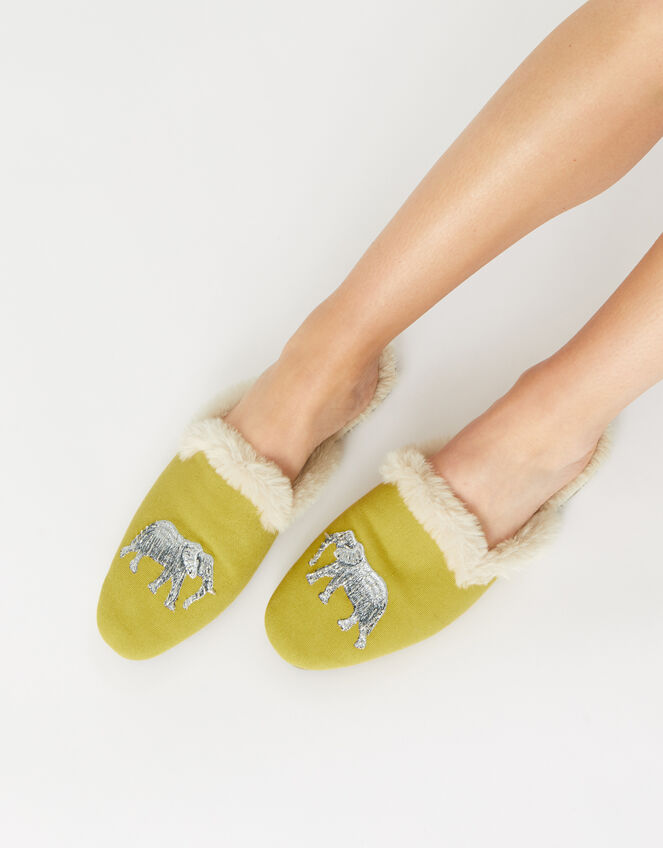 Elephant Fluffy Slippers, Yellow (YELLOW), large