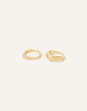 14ct Gold-Plated Smooth Irregular Ring Set of Two, Gold (GOLD), large