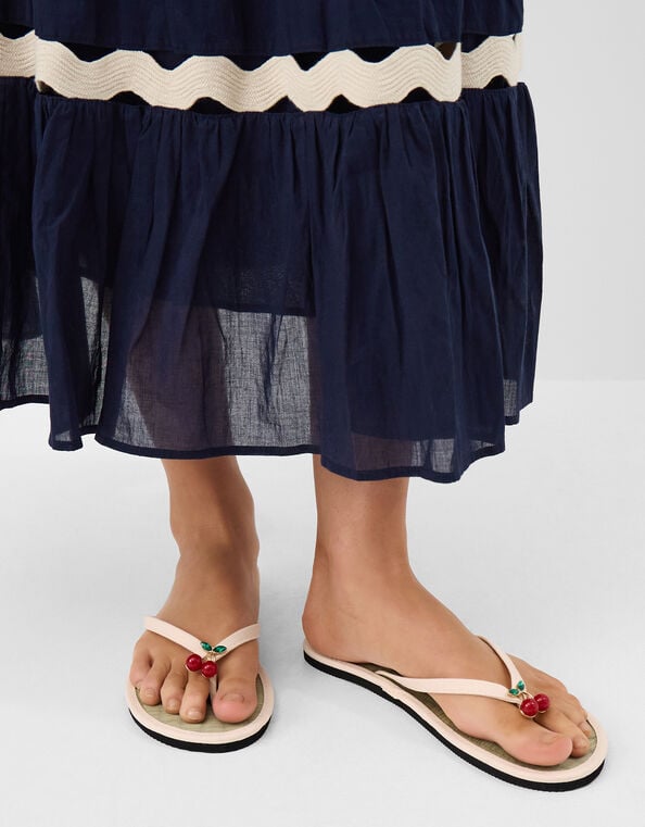 Cherry Charm Seagrass Flip Flops, Cream (CREAM), large