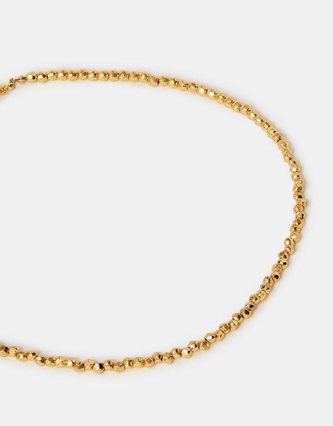 14ct Gold-Plated Textured Bead Necklace, , large