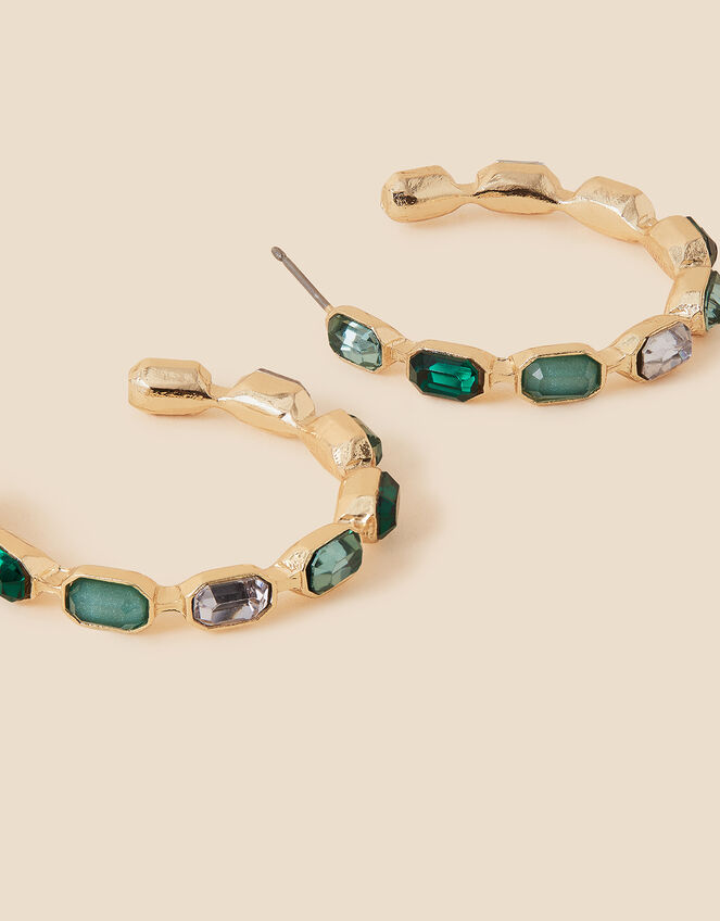 Large Gem Hoop Earrings, , large