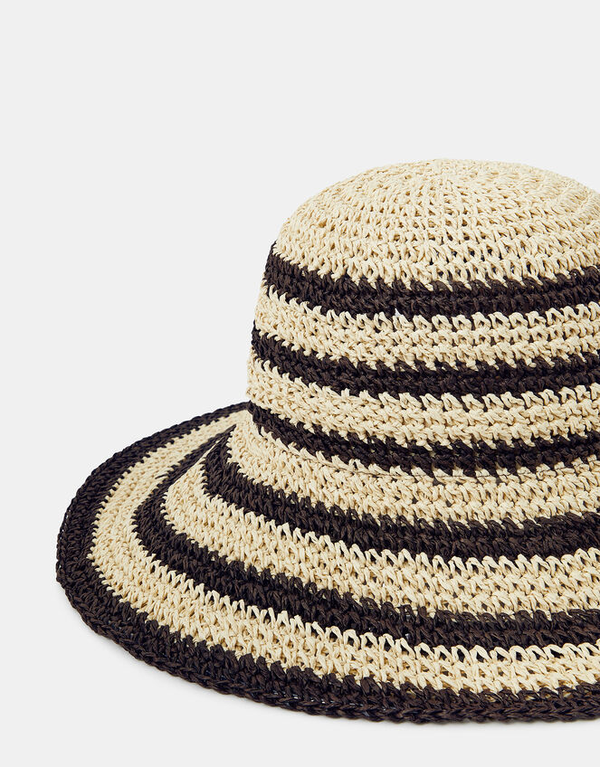 Stripe Raffia Bucket Hat, , large