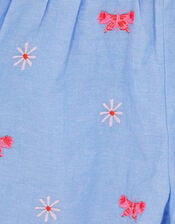 Girls Butterfly Flower Chambray Shorts, Blue (BLUE), large