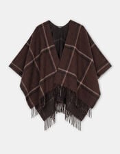 Check Print Knit Poncho, , large