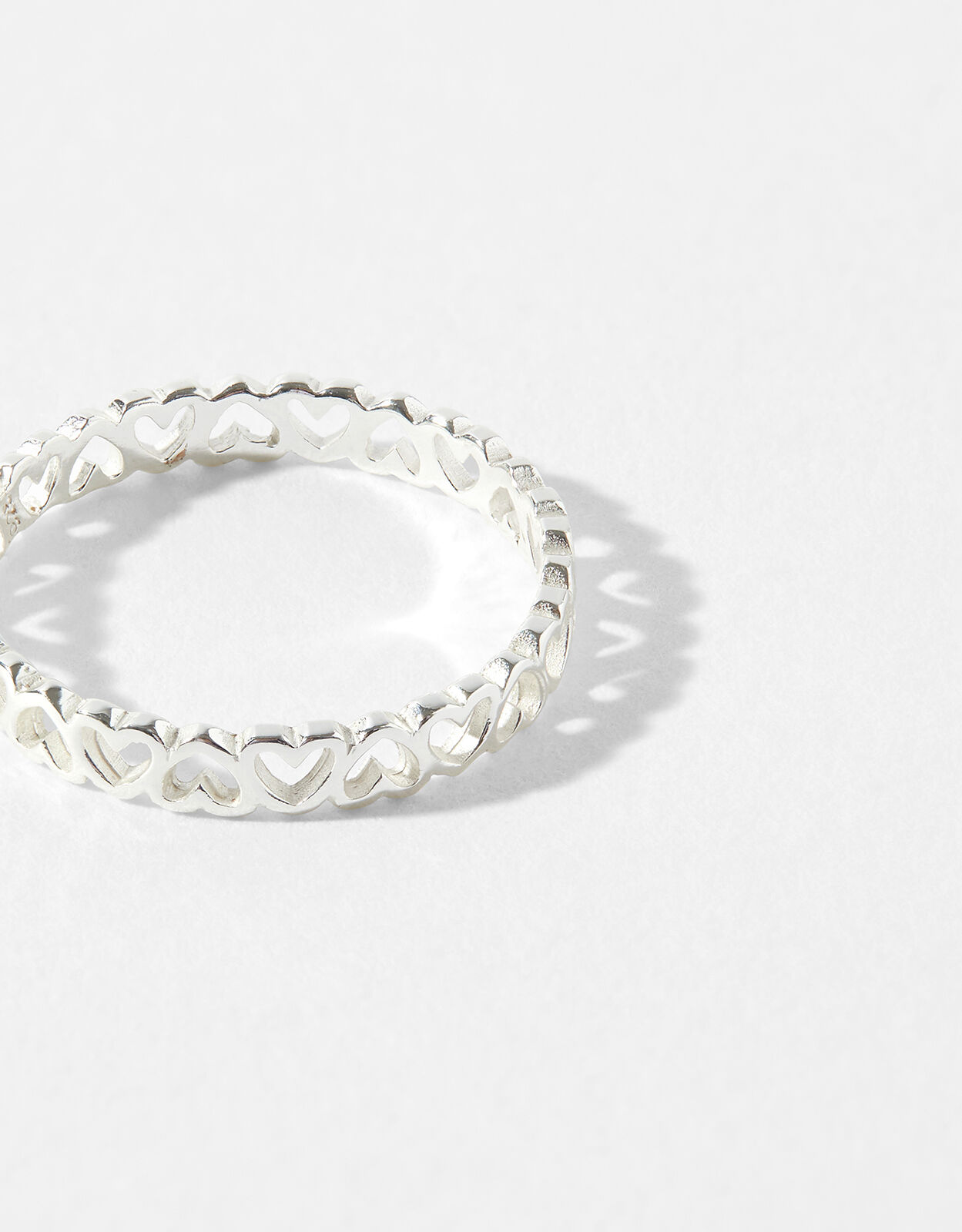 Sterling Silver Heart Band Ring Silver