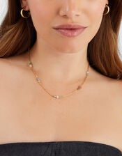 14ct Gold-Plated Semi-Precious Bead Station Necklace, , large