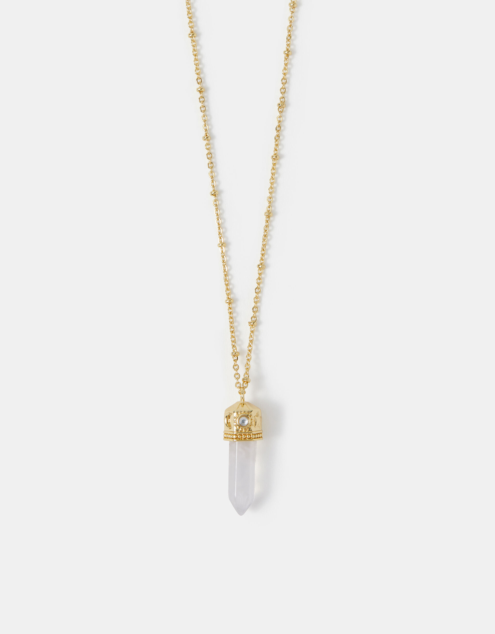 accessorize 14ct Gold-Plated Long Rose Quartz Pendant Necklace