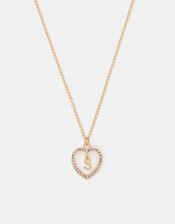 Girls Initial Charm Heart Pendant Necklace, Gold (GOLD), large