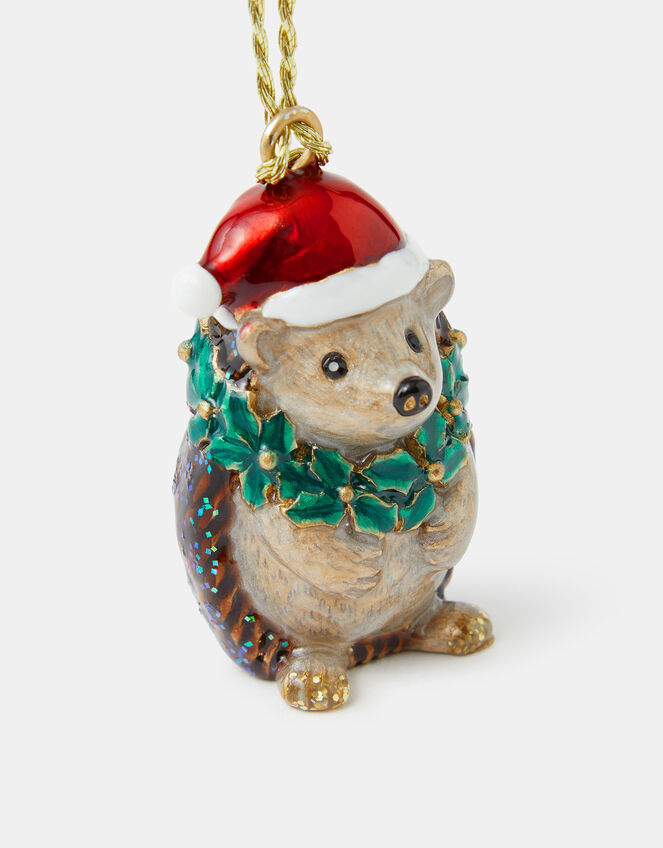 Hedgehog Enamel Christmas Tree Decoration, , large