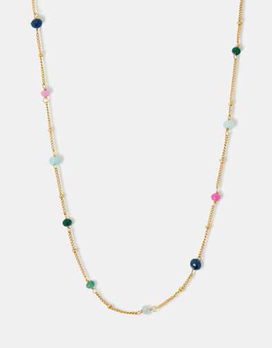 14ct Gold-Plated Beaded Station Necklace, , large