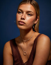 Sterling Silver-Plated Diamante Flower Collar Necklace, , large
