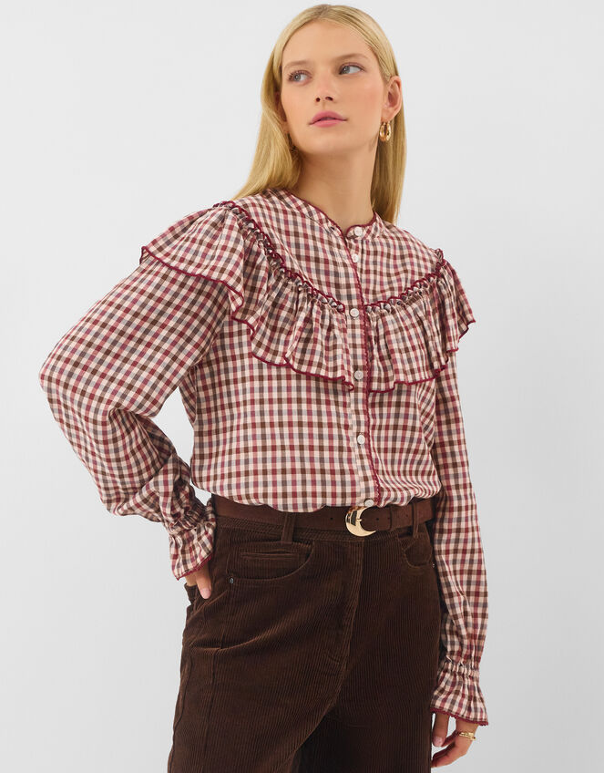 Ruffle Check Blouse, Multi (MULTI), large