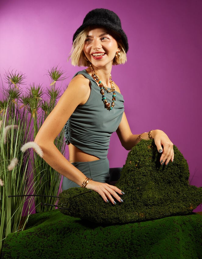 Fluffy Bucket Hat, Black (BLACK), large