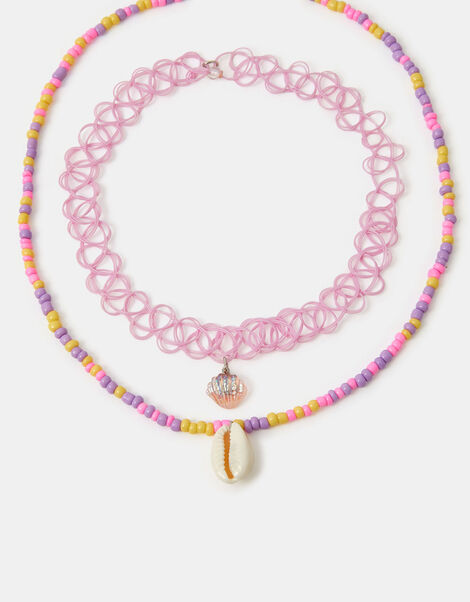 Girls Shell Necklace & Choker Set, , large