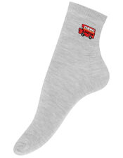 London Bus Embroidered Ankle Socks, , large