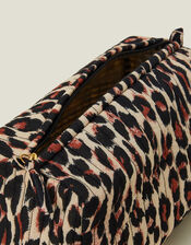 Large Quilted Leopard Print Wash Bag, , large