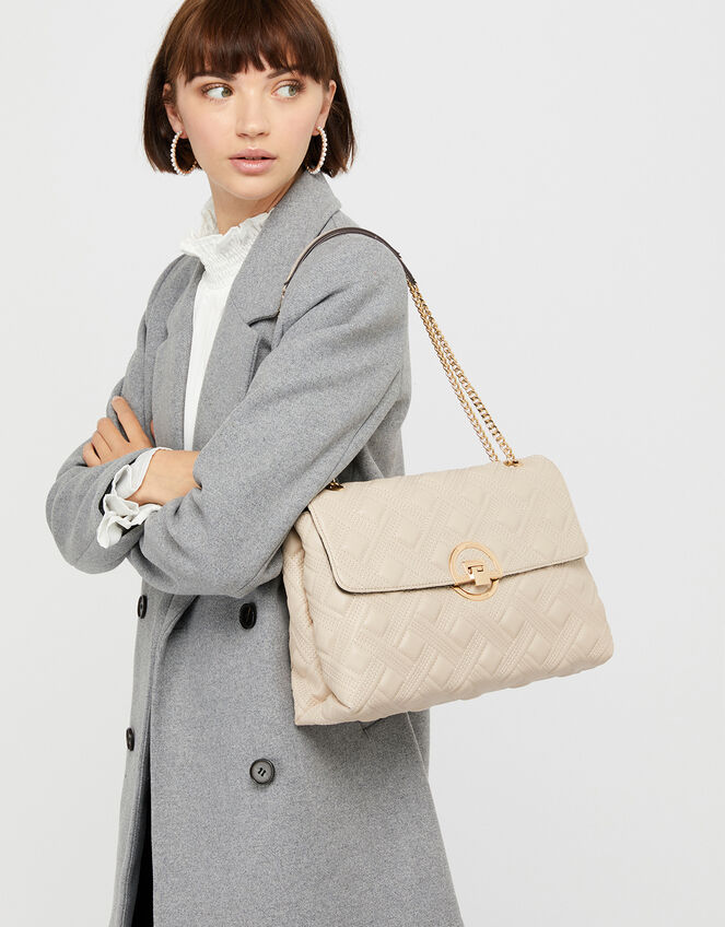 To interact in front of calm down Ayda Oversized Quilted Shoulder Bag Cream | Shoulder bags | Accessorize UK