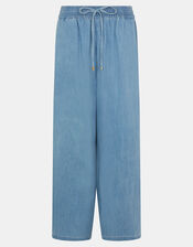 Denim Wide Leg Trousers, Blue (BLUE), large