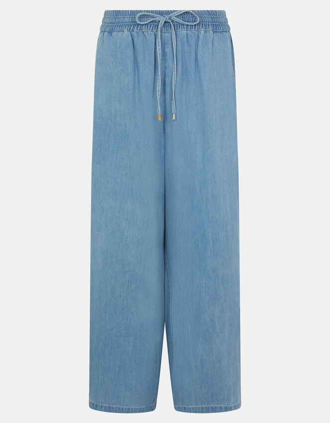 Denim Wide Leg Trousers, Blue (BLUE), large