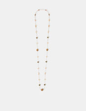 Long Gemstone Beaded Station Necklace, , large
