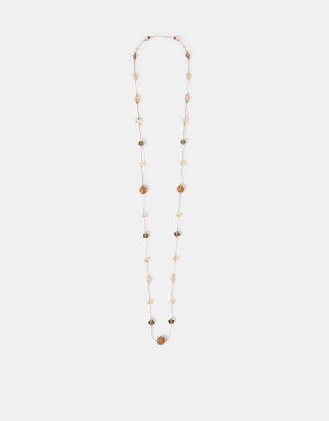 Long Gemstone Beaded Station Necklace, , large