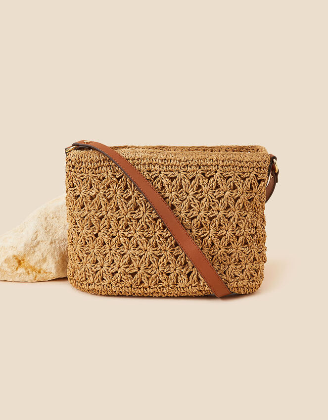 Classic Raffia Cross-Body Bag, , large