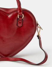 Patent Faux Leather Heart Crossbody Bag, , large