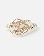 Glitter Leopard Wedge Flip Flops, Gold (GOLD), large