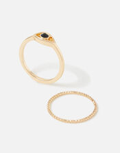 Evil Eye Stacking Rings Set of Two, Black (BLACK), large