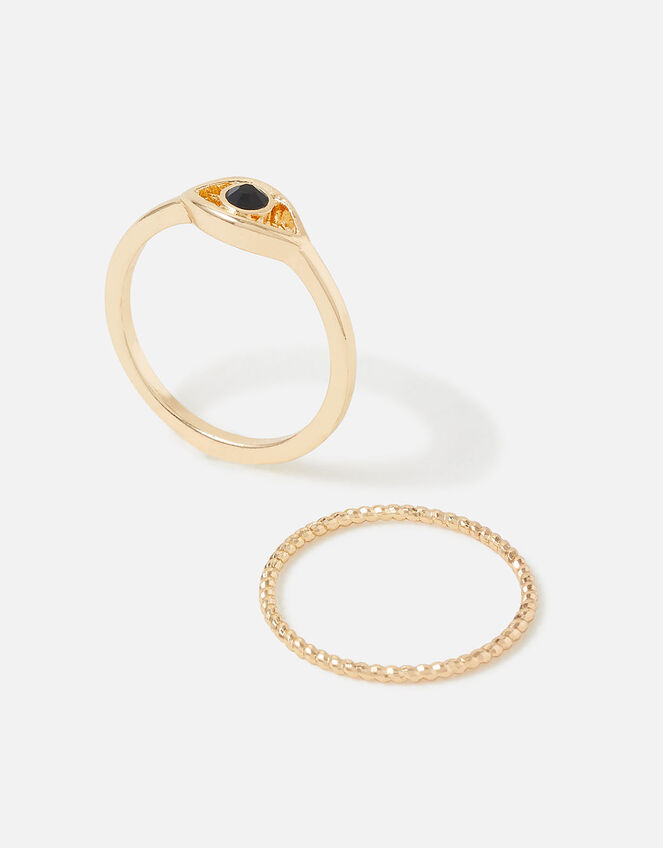 Evil Eye Stacking Rings Set of Two, Black (BLACK), large
