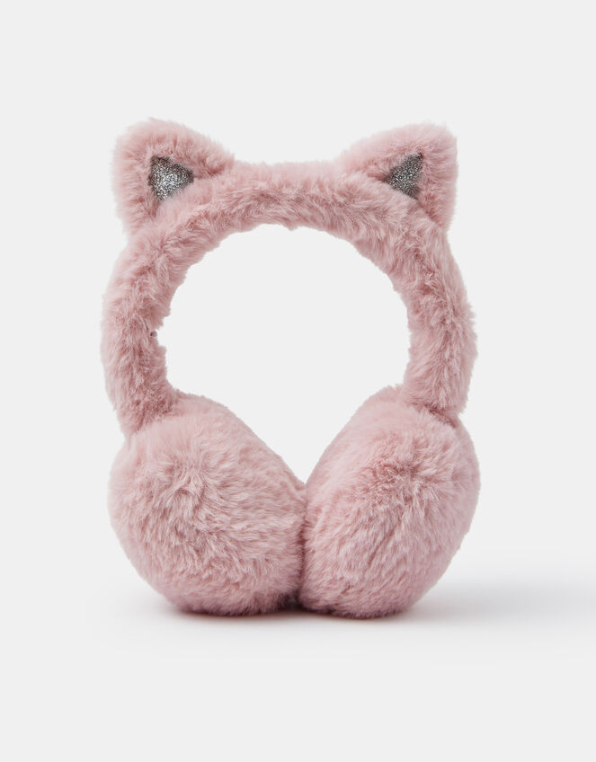 Girls Faux Fur Cat Earmuffs, , large