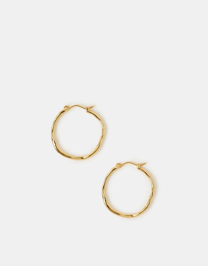 14ct Gold-Plated Molten Hoop Earrings, , large