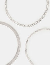 3-Pack Delicate Chain Bracelets, Silver (SILVER), large