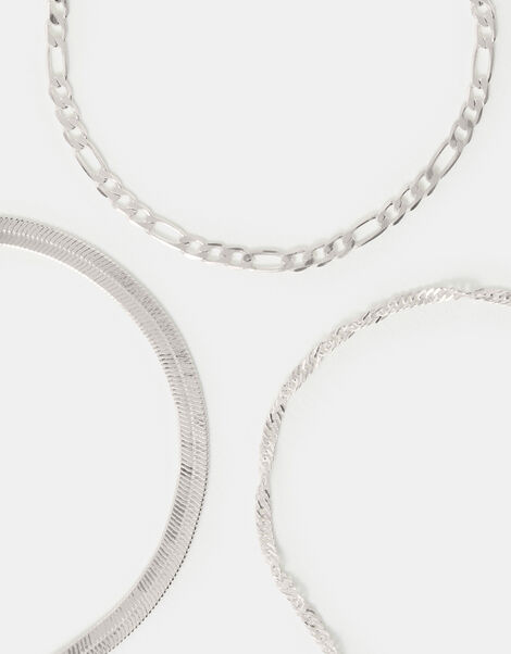 3-Pack Delicate Chain Bracelets, Silver (SILVER), large