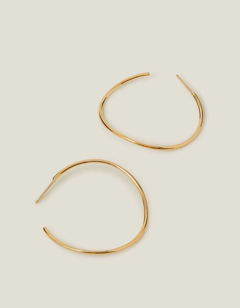 14ct Gold-Plated Thin Molten Hoop Earrings, , large