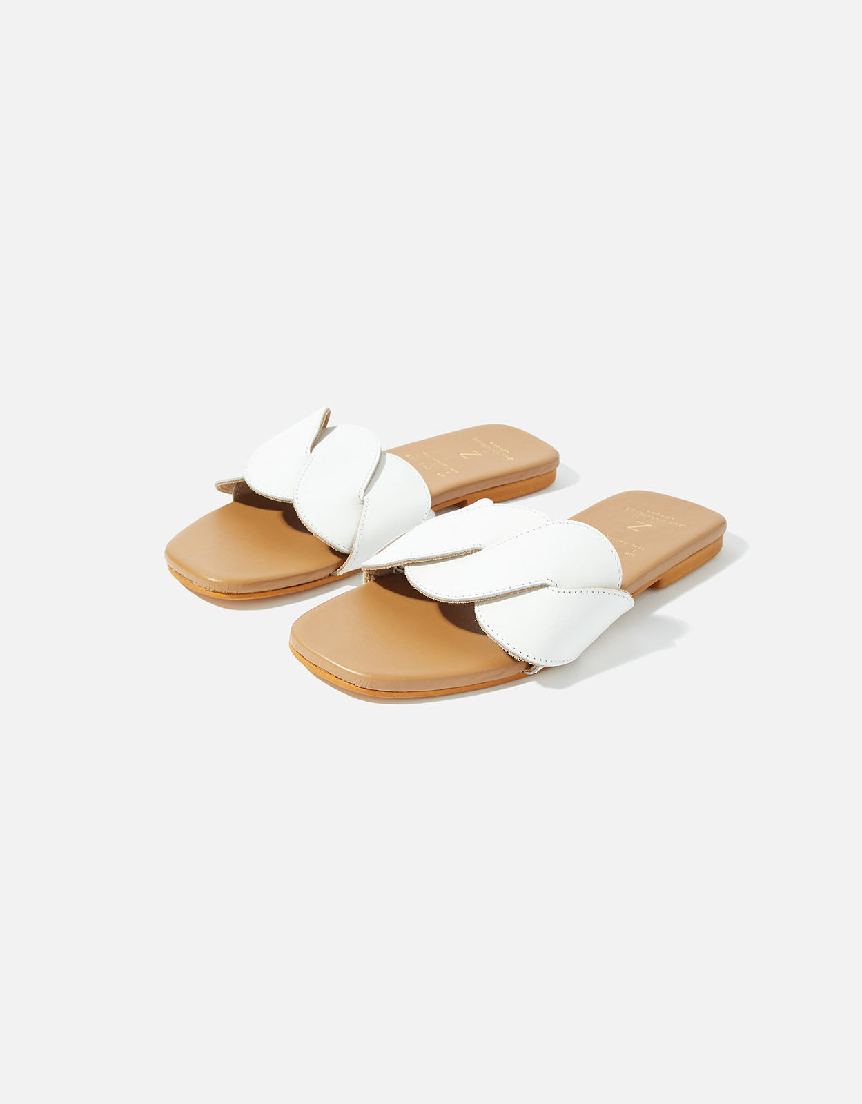 Twisted Leather Sandals White
