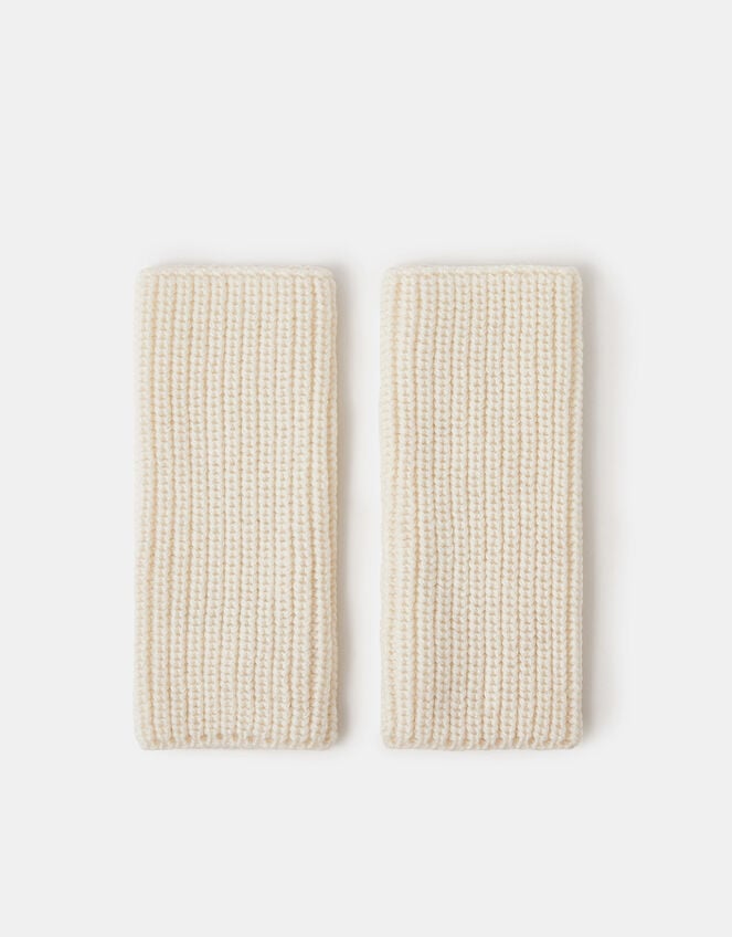 Ribbed Cut Off Gloves, Natural (NATURAL), large