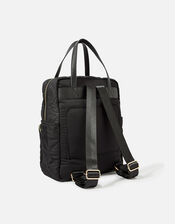 Quilted Backpack with Recycled Polyester, Black (BLACK), large