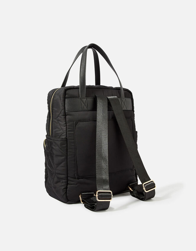 Quilted Backpack with Recycled Polyester, Black (BLACK), large