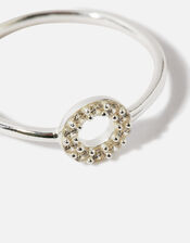 Sterling Silver Sparkle Circle Ring, White (ST CRYSTAL), large