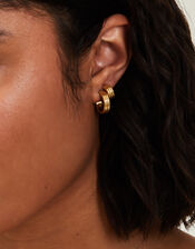 2-Pack 14ct Gold-Plated Stainless Steel Huggie Hoops, , large